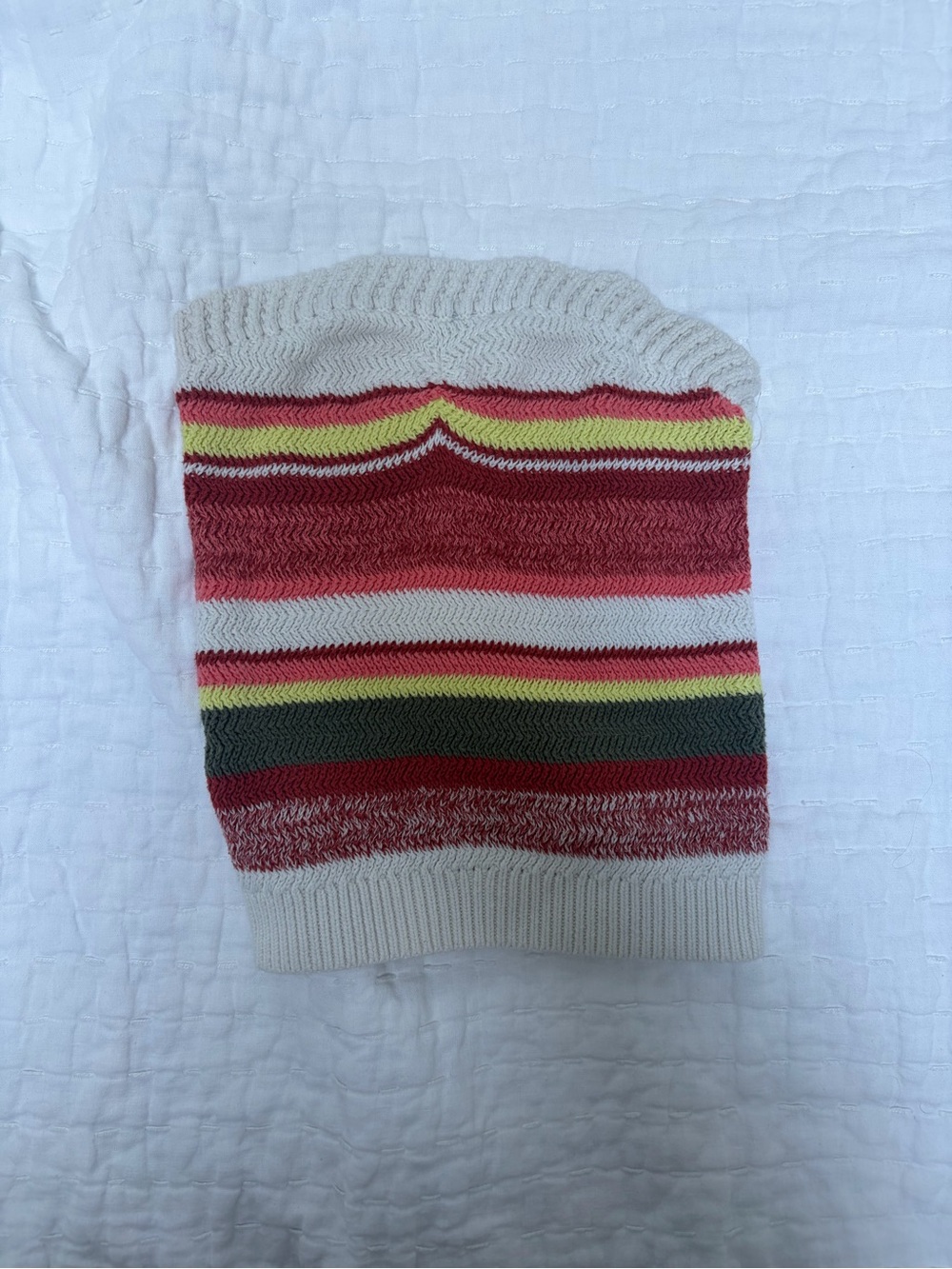 aerie Cream Striped Knit Tube Top with Red and Yellow Accents striped size xs